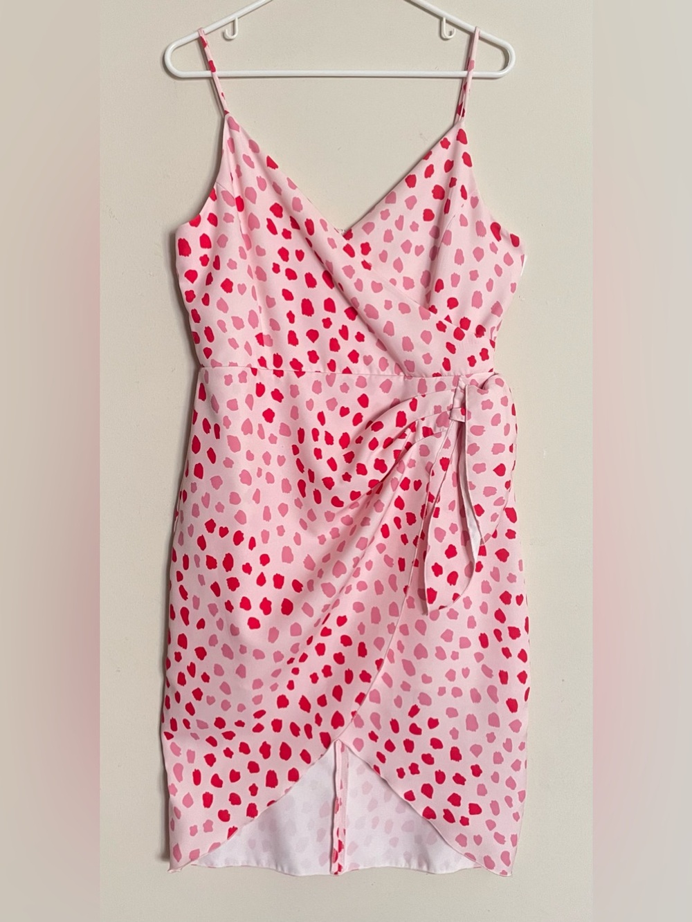 BCBGeneration Pink Sleeveless Faux Wrap Animal Print Dress